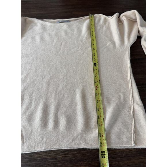 Vince Nude Blush Wool Cashmere Sweater Womens Large Relaxed Beige Boatneck - Picture 12 of 14